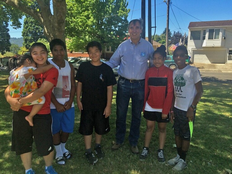 U.S. Senator Jeff Merkley iwth Miko and Isaac Vergun and friends